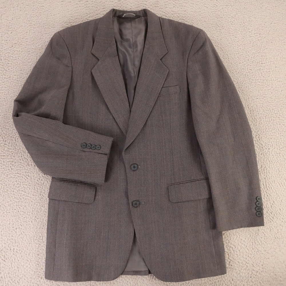 John Alexander Jacket M Gray Prince of Wales Check Glen Plaid Worsted Wool‎ 40R